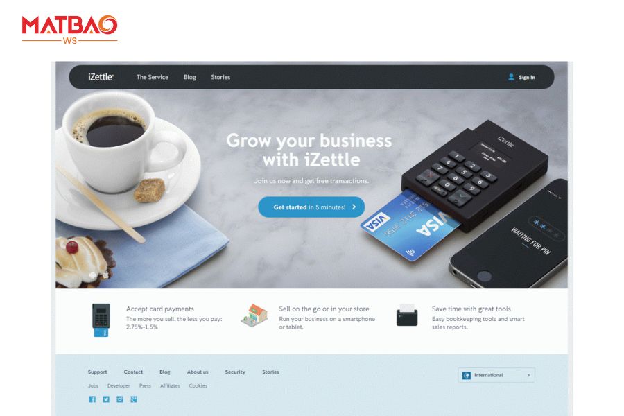 Làm thế nào để thiết kế website theo đúng điểm nhìn của người đọc? 9 Website iZettle